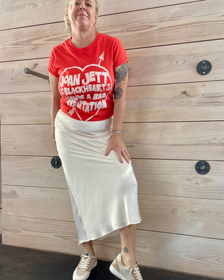 Europa Luxe Sheen Cream Midi Skirt