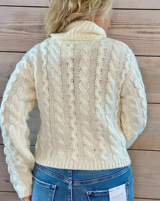 Cream Tied To You Cable Knit Sweater