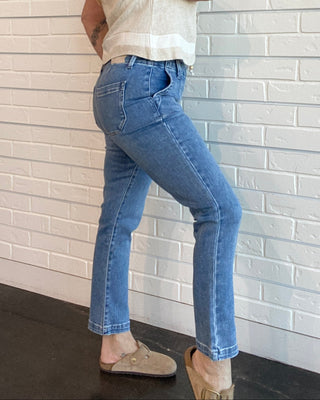 Mayslie Mid Rise Straight Leg Jeans