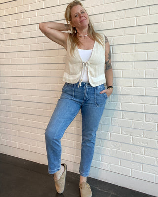 Mayslie Mid Rise Straight Leg Jeans