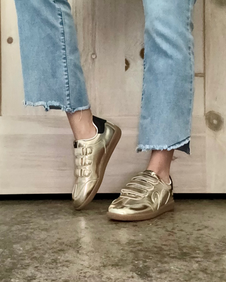 Vintage Havana Gold Foil Velcro Strap Shoes