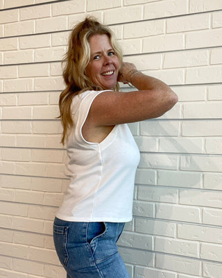Statement Sleeve Cotton White Jersey Tee