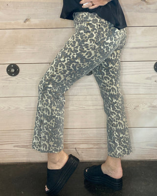 Leopard Print High Rise Ankle Flare Pants