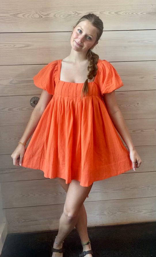 Tangerine Babydoll Dress