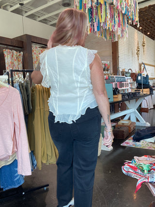 Lace Trim Ruffled Blouse