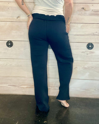 Black Fold Over Waistband Sweatpants