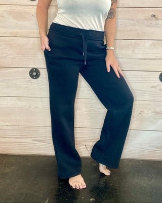 Black Fold Over Waistband Sweatpants