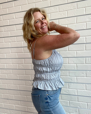 Lorenzo Pinstripe Poplin Tank