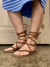 Load image into Gallery viewer, Soda Pop Tan Lace Up Sandals