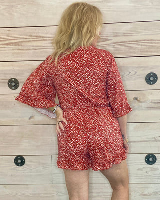 Burnt Orange Polka Dot Romper