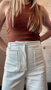 Cream Wide Leg Pants