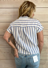 Load image into Gallery viewer, Parallel Palace Blue Stripe Button Down Top