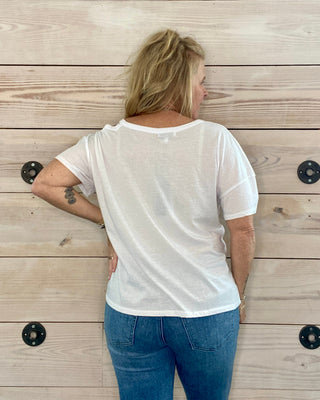 Chaser White Shoulder Cut-Out Tee