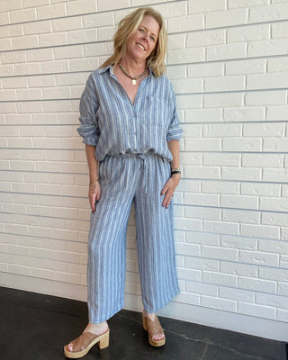 The Perfect Indigo Striped Pant