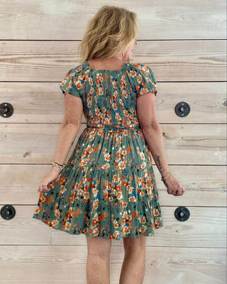 Smocked Bodice Eyelet Floral Dress