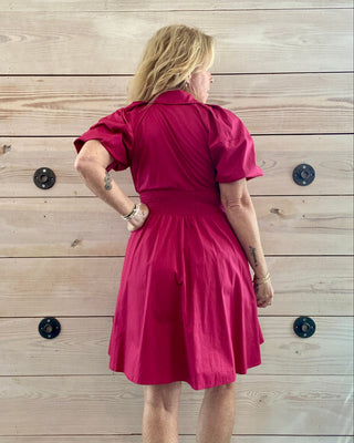 Bubble Sleeve Front Zip Mini Dress