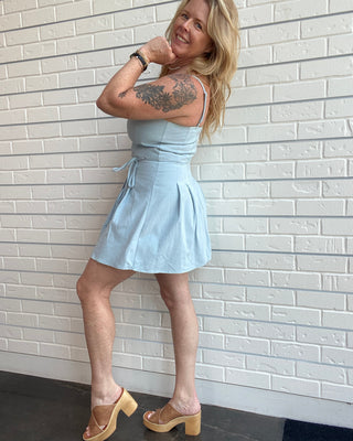 Light Blue Strappy Mini Dress