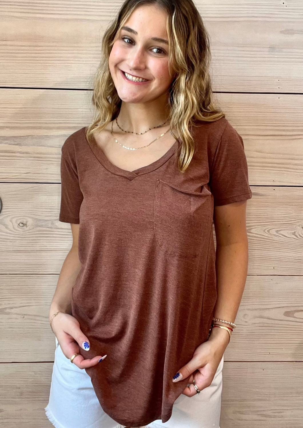 The Pocket Tee in Dark Rosewood