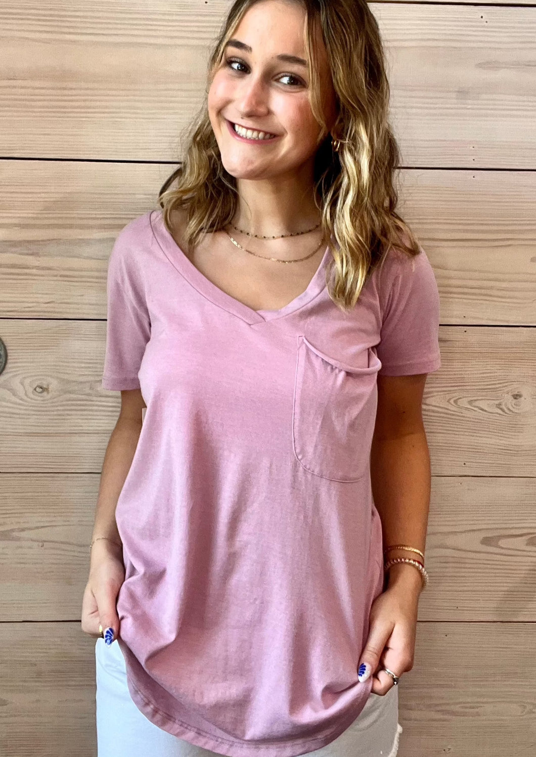 The Pocket Tee in Shadow Mauve