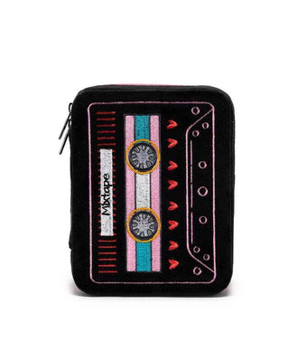 Velvet Jewelry Zip Case / Organizer - "Mixtape" Cassette