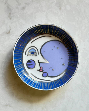  Trinket Dish, Dish, Ring Dish, Ceramic, Porcelain, Gold, Idlewild Co., Idlewild, Accessory, Gift, Stocking Stuffer, Jewelry Dish, Jewelry Box, Moon, Silver, Blue, goodnight moon, home decor, vintage, display, earring display, displays for retail, gift idea, wedding, ceramics, engagement gift, jewelry displays, necklace display, ring dish, heart dish, heart trinket dish, trinket box, easter
