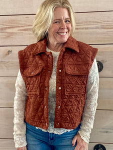 Rust color quilted vest