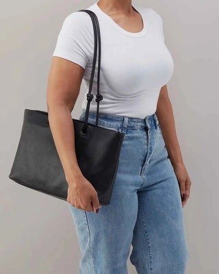 Softie Tote in Pebble Black Leather