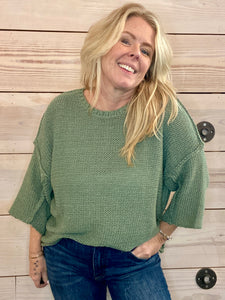 Lightweight Knit Sage Sweater