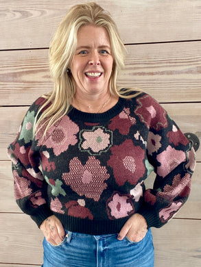 Floral print sweater