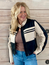 Load image into Gallery viewer, Black and Cream moto jacket