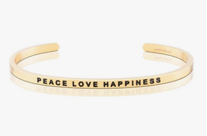 Peace Love Happiness Bracelet - Gold