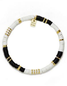 B & W Vinyl Disc Stretch Bracelet