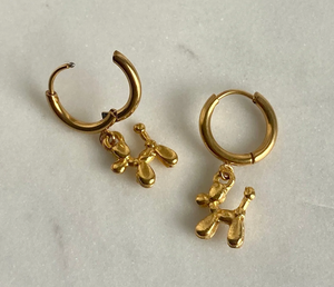 Gold Dog Balloon Earrings
