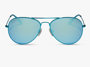 Cruz Turquoise Metallic Mirror Sunglasses