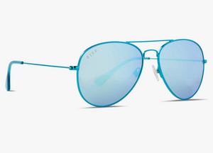 Cruz Turquoise Metallic Mirror Sunglasses