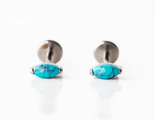 Load image into Gallery viewer, Turquoise Solitaire Marquise Flat Back Earrings