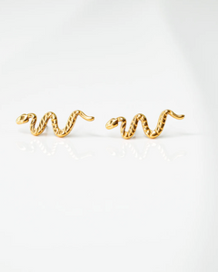 Deco Snake Flat Back Sleeper Earrings