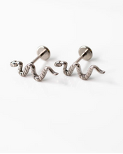 Load image into Gallery viewer, Deco Snake Flat Back Sleeper Earrings