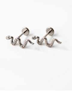 Deco Snake Flat Back Sleeper Earrings