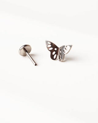 Gaia Titanium Floating Butterfly Flat Back Earrings
