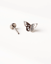 Load image into Gallery viewer, Gaia Titanium Floating Butterfly Flat Back Earrings