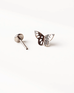 Gaia Titanium Floating Butterfly Flat Back Earrings