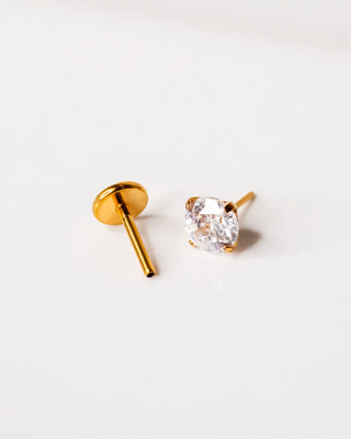 Single - Solitaire Round Titanium Flat Back