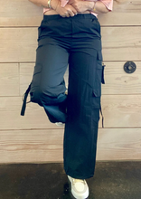 Load image into Gallery viewer, Black Parachute Cargo Pants