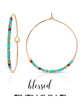 Blessed Morse Code Hoop Earrings