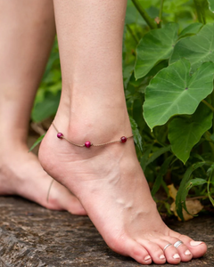 Pink Tigers Eye Tula Blue Anklet
