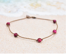 Load image into Gallery viewer, Pink Tigers Eye Tula Blue Anklet