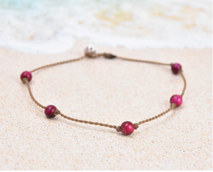 Pink Tigers Eye Tula Blue Anklet