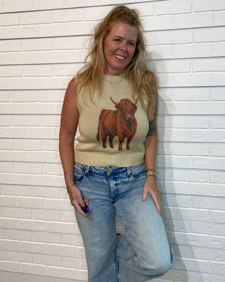 Western Sweater Vest | Highland Cow