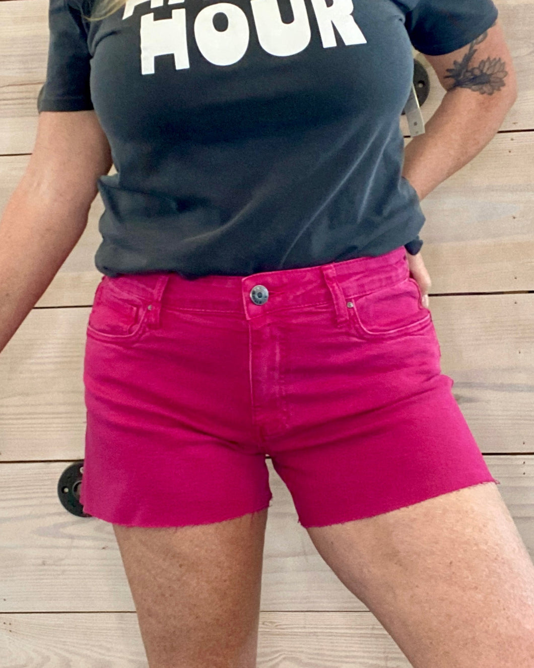 Jane High Rise Fuchsia Jeans Shorts
